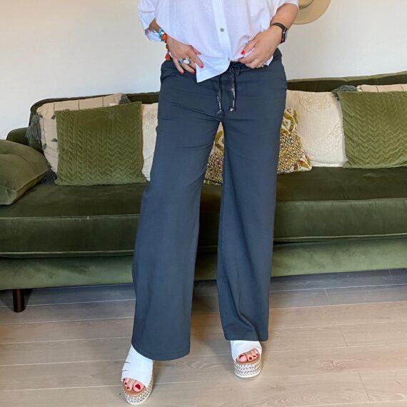 Ladies Charcoal Grey Wide Leg Magic Trousers