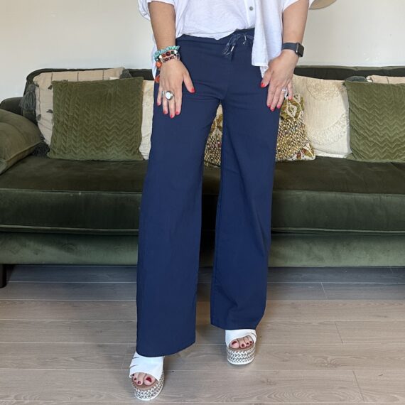 Ladies Navy Blue Wide Leg Magic Trousers
