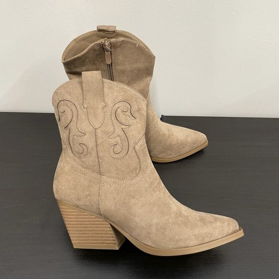 Ladies Taupe Ankle Cowboy Boots