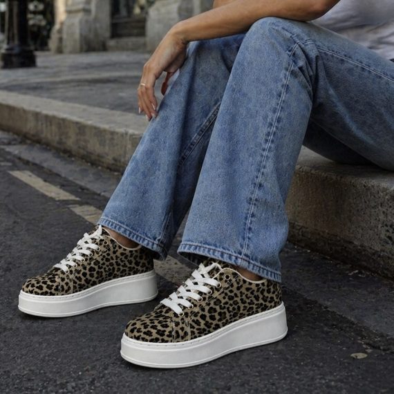 Ella Leopard Print Platform Trainers
