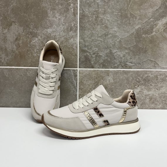 Olivia Nude Gold Croc Stripe Trainers