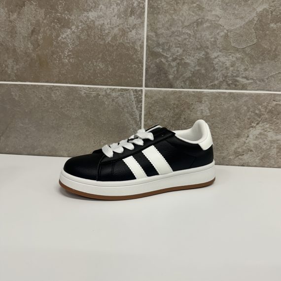 Eva Black White Side Stripe Trainers