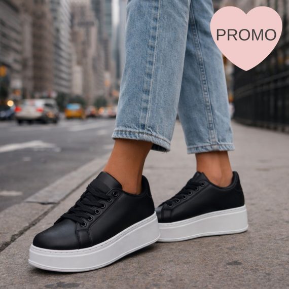 Women's Black Platform Trainers