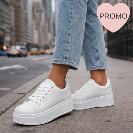 Women's White Platform Trainers