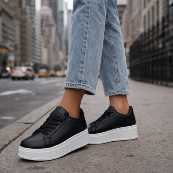 Women's Black Platform Trainers
