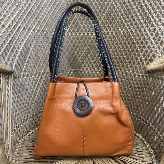 Women's Orange Button Handbag