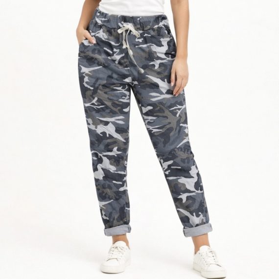 Women's Grey Mix Army Print Magic Trousers
