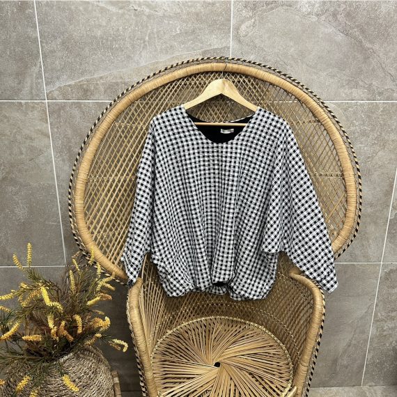 Women's Monochrome Gingham Checked Top