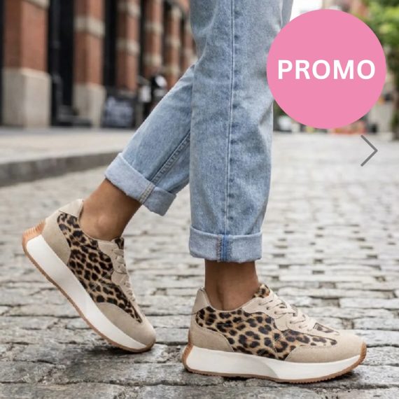 Mara Stone Leopard Lace Up Chunky Trainers