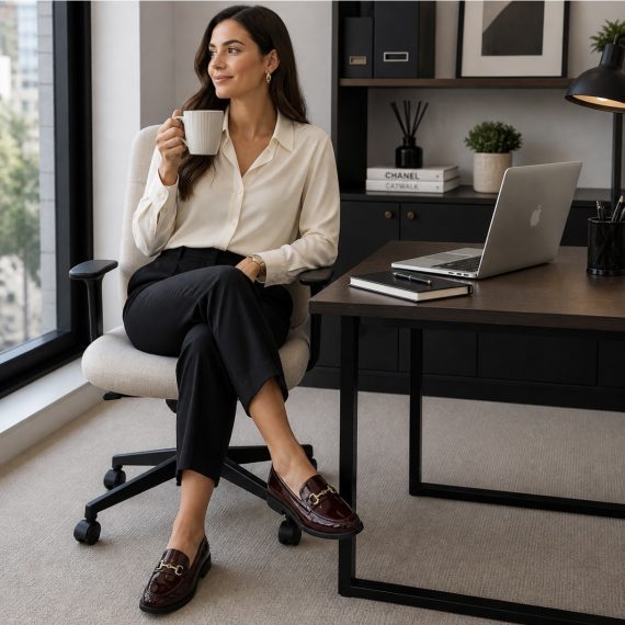 Amy Burgundy Gold Bar Loafers