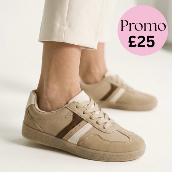 Women's Stone Brown Side Stripe Trainers