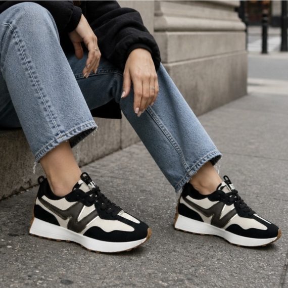 Brooke Black Cream Contrast Trainers