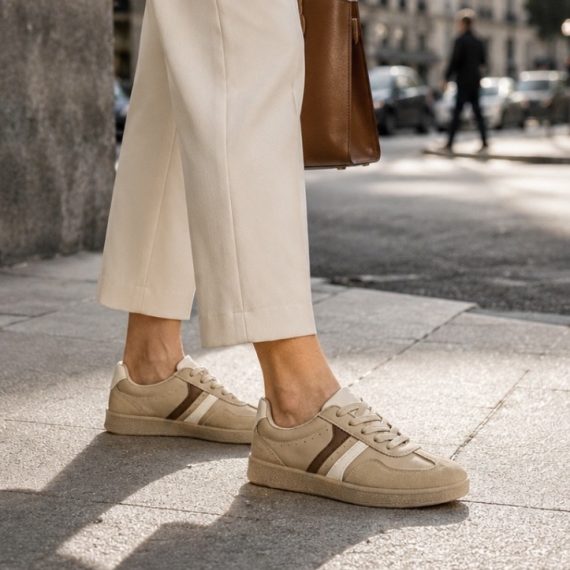 Women's Stone Brown Side Stripe Trainers