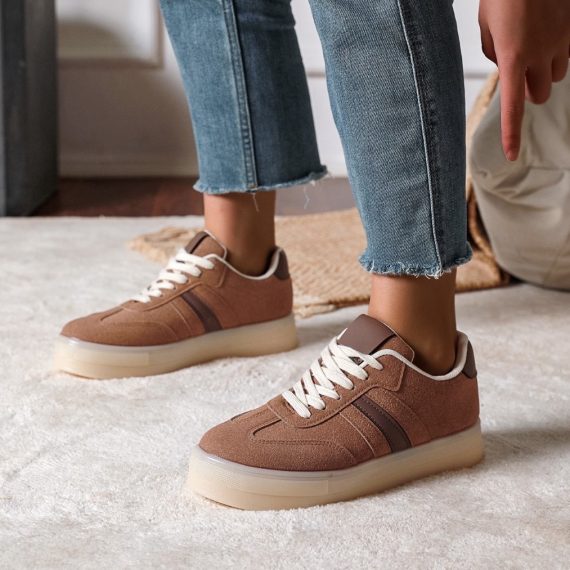 Womens Cocoa Brown Chocolate Side Stripe Trainers