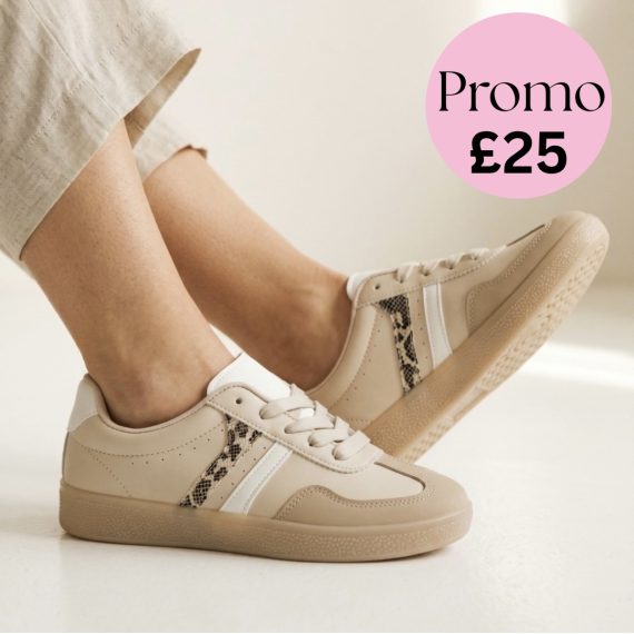 Womens Cream White Leopard Side Stripe Trainers