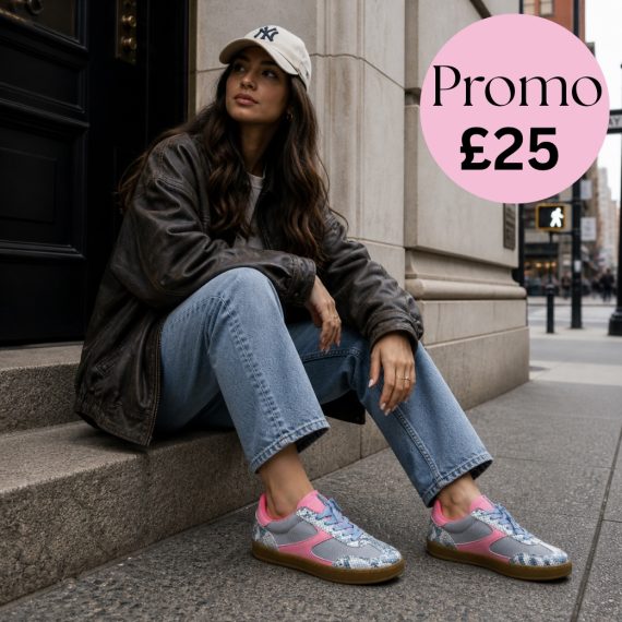Luella Blue Pink Snakeprint Trainers