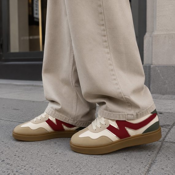 Remi Beige Wine Side Design Trainers
