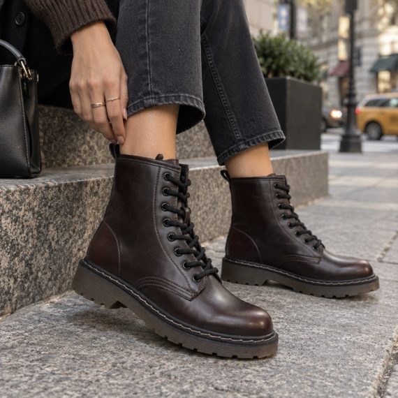 Ferne Dark Wine Bordeaux Stitch Trim Ankle Boots