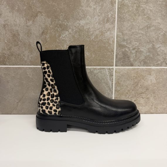 Hattie Black Leopard Print Chelsea Ankle Boots