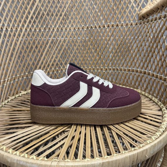 Niamh Burgundy Side Stripe Platform Trainers