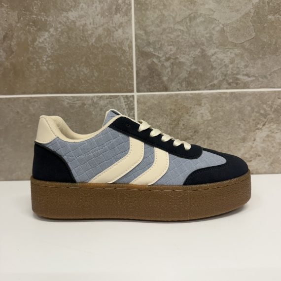 Women's Denim Blue Platform Trainers