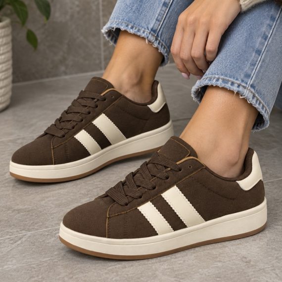Women's Cocoa Brown Side Stripe Trainers